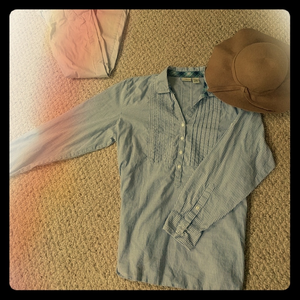 Lands End Womens L 100% Cotton Botton down Tunic